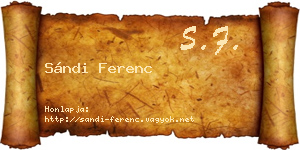 Sándi Ferenc névjegykártya